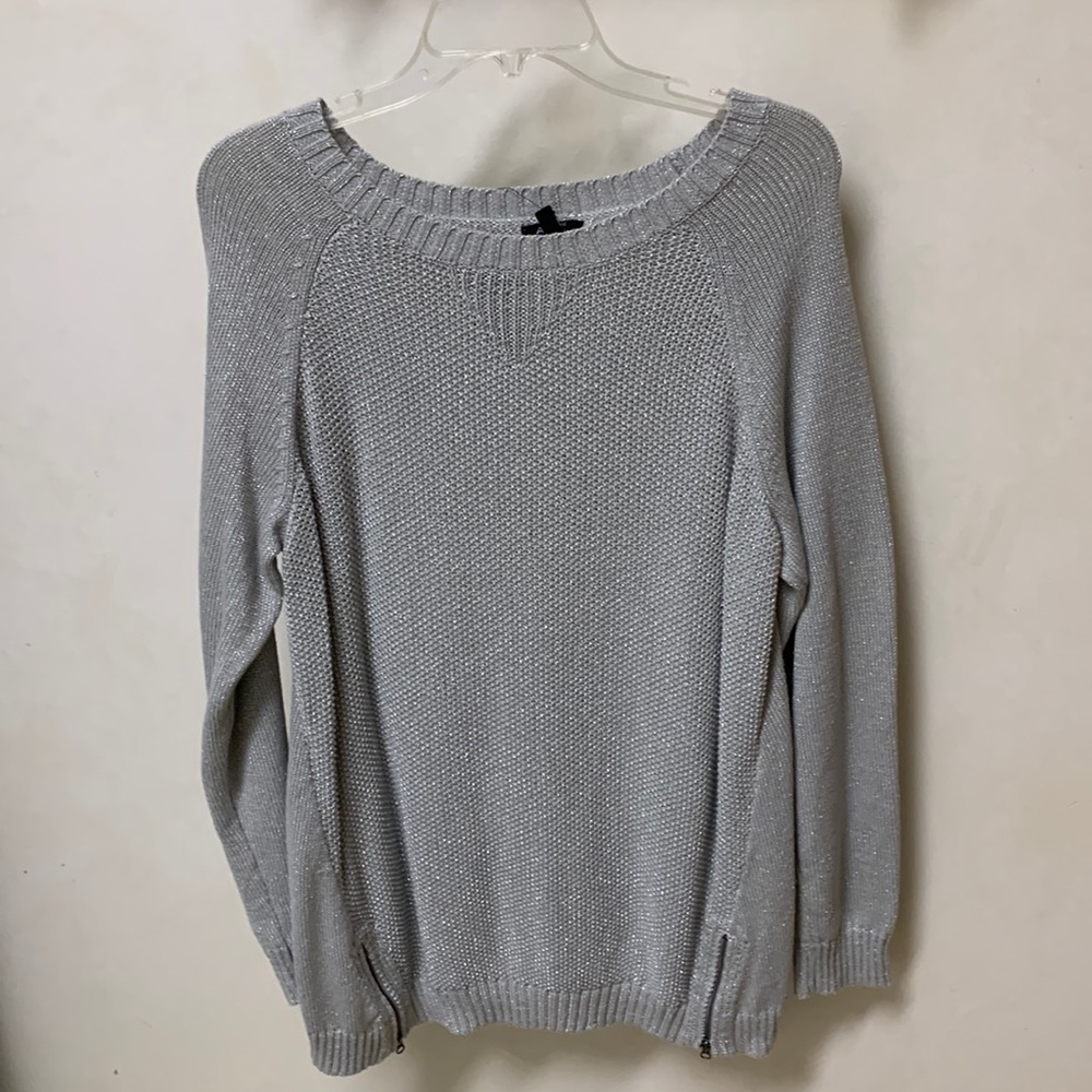 New With Tags XL Silver Women’s Sweater With Metallic Threads